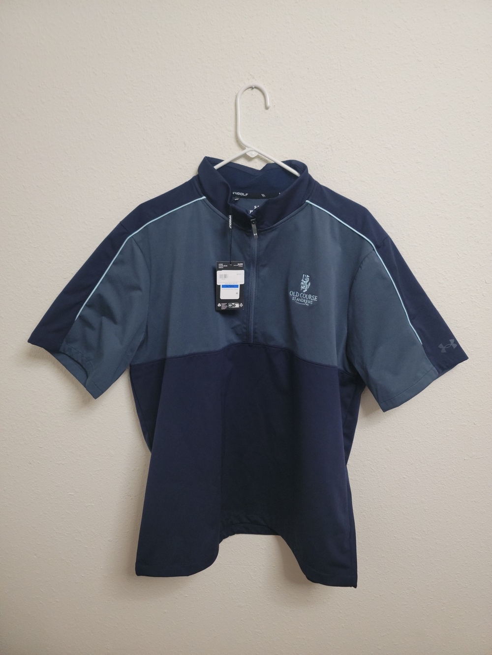 NEW Under Armour Golf Storm Blue Q-Zip Pullover St. Andrew's Logo Men's 2XL